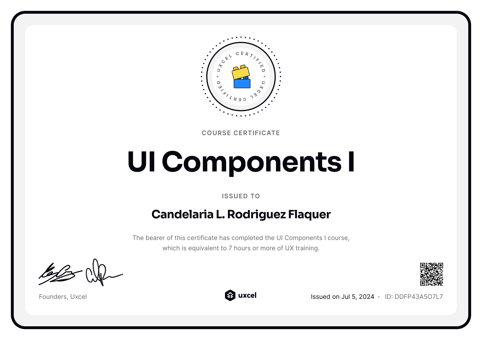 Candelaria L. Rodriguez Flaquer's certificate